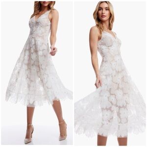 Dress The Population Blair Beaded Floral Cocktail Midi Dress NWOT